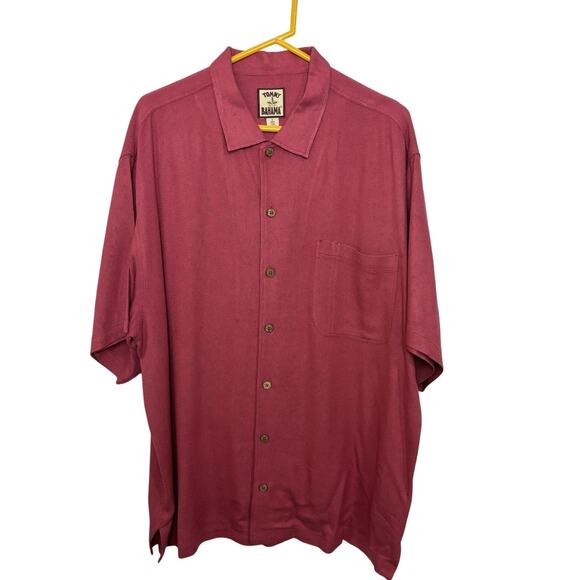 Tommy Bahama 100% Silk Red Button Down Size Large Resort Wear Vacation Beach - Picture 1 of 4